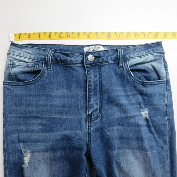 Crazy Train Whiskered Flare Leg Jeans Size 7 Medium Wash Blue Denim 31X32.5 - Picture 4 of 10